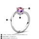 6 - Jianna 6.00 mm Cushion Amethyst and Round Pink Tourmaline 2 Stone Promise Ring 