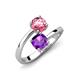 5 - Jianna 6.00 mm Cushion Amethyst and Round Pink Tourmaline 2 Stone Promise Ring 