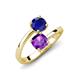 5 - Jianna 6.00 mm Cushion Amethyst and Round Blue Sapphire 2 Stone Promise Ring 