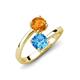 5 - Jianna 6.00 mm Cushion Blue Topaz and Round Citrine 2 Stone Promise Ring 