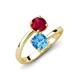 5 - Jianna 6.00 mm Cushion Blue Topaz and Round Ruby 2 Stone Promise Ring 