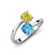 5 - Jianna 6.00 mm Cushion Blue Topaz and Round Yellow Diamond 2 Stone Promise Ring 