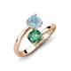 5 - Jianna 6.00 mm Cushion Lab Created Alexandrite and Round Aquamarine 2 Stone Promise Ring 