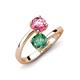 5 - Jianna 6.00 mm Cushion Lab Created Alexandrite and Round Pink Tourmaline 2 Stone Promise Ring 