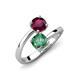 5 - Jianna 6.00 mm Cushion Lab Created Alexandrite and Round Rhodolite Garnet 2 Stone Promise Ring 