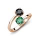 5 - Jianna 6.00 mm Cushion Lab Created Alexandrite and Round Black Diamond 2 Stone Promise Ring 