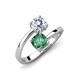 5 - Jianna 6.00 mm Cushion Lab Created Alexandrite and IGI Certified Round Lab Grown Diamond 2 Stone Promise Ring 