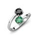 5 - Jianna 6.00 mm Cushion Lab Created Alexandrite and Round Black Diamond 2 Stone Promise Ring 
