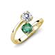 5 - Jianna 6.00 mm Cushion Lab Created Alexandrite and IGI Certified Round Lab Grown Diamond 2 Stone Promise Ring 