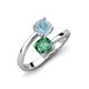 5 - Jianna 6.00 mm Cushion Lab Created Alexandrite and Round Aquamarine 2 Stone Promise Ring 