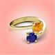 4 - Jianna 6.00 mm Cushion Citrine and Round Blue Sapphire 2 Stone Promise Ring 