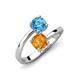 5 - Jianna 6.00 mm Cushion Citrine and Round Blue Topaz 2 Stone Promise Ring 