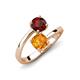 5 - Jianna 6.00 mm Cushion Citrine and Round Red Garnet 2 Stone Promise Ring 