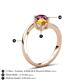 6 - Jianna 6.00 mm Cushion Citrine and Round Rhodolite Garnet 2 Stone Promise Ring 