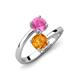 5 - Jianna 6.00 mm Cushion Citrine and Round Lab Created Pink Sapphire 2 Stone Promise Ring 