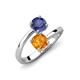 5 - Jianna 6.00 mm Cushion Citrine and Round Iolite 2 Stone Promise Ring 