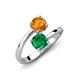 5 - Jianna 6.00 mm Cushion Lab Created Emerald and Round Citrine 2 Stone Promise Ring 