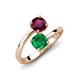 5 - Jianna 6.00 mm Cushion Lab Created Emerald and Round Rhodolite Garnet 2 Stone Promise Ring 