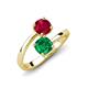 5 - Jianna 6.00 mm Cushion Lab Created Emerald and Round Ruby 2 Stone Promise Ring 