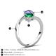 6 - Jianna 6.00 mm Cushion Lab Created Emerald and Round Tanzanite 2 Stone Promise Ring 