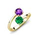 5 - Jianna 6.00 mm Cushion Lab Created Emerald and Round Amethyst 2 Stone Promise Ring 