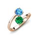 5 - Jianna 6.00 mm Cushion Lab Created Emerald and Round Blue Topaz 2 Stone Promise Ring 