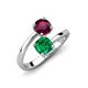5 - Jianna 6.00 mm Cushion Lab Created Emerald and Round Rhodolite Garnet 2 Stone Promise Ring 