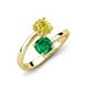 5 - Jianna 6.00 mm Cushion Lab Created Emerald and Round Yellow Diamond 2 Stone Promise Ring 