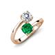 5 - Jianna 6.00 mm Cushion Lab Created Emerald and IGI Certified Round Lab Grown Diamond 2 Stone Promise Ring 