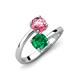 5 - Jianna 6.00 mm Cushion Lab Created Emerald and Round Pink Tourmaline 2 Stone Promise Ring 