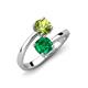 5 - Jianna 6.00 mm Cushion Lab Created Emerald and Round Peridot 2 Stone Promise Ring 