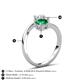 6 - Jianna 6.00 mm Cushion Lab Created Emerald and Round White Sapphire 2 Stone Promise Ring 