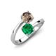 5 - Jianna 6.00 mm Cushion Lab Created Emerald and Round Smoky Quartz 2 Stone Promise Ring 
