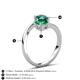 6 - Jianna 6.00 mm Cushion Lab Created Emerald and Round London Blue Topaz 2 Stone Promise Ring 
