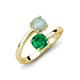5 - Jianna 6.00 mm Cushion Lab Created Emerald and Round Opal 2 Stone Promise Ring 