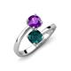 5 - Jianna 6.00 mm Cushion London Blue Topaz and Round Amethyst 2 Stone Promise Ring 