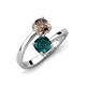 5 - Jianna 6.00 mm Cushion London Blue Topaz and Round Smoky Quartz 2 Stone Promise Ring 