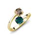 5 - Jianna 6.00 mm Cushion London Blue Topaz and Round Smoky Quartz 2 Stone Promise Ring 