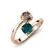 5 - Jianna 6.00 mm Cushion London Blue Topaz and Round Smoky Quartz 2 Stone Promise Ring 