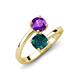 5 - Jianna 6.00 mm Cushion London Blue Topaz and Round Amethyst 2 Stone Promise Ring 