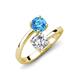 5 - Jianna 6.00 mm Cushion Forever Brilliant Moissanite and Round Blue Topaz 2 Stone Promise Ring 