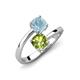 5 - Jianna 6.00 mm Cushion Peridot and Round Aquamarine 2 Stone Promise Ring 