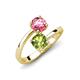 5 - Jianna 6.00 mm Cushion Peridot and Round Pink Tourmaline 2 Stone Promise Ring 