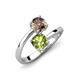 5 - Jianna 6.00 mm Cushion Peridot and Round Smoky Quartz 2 Stone Promise Ring 