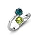 5 - Jianna 6.00 mm Cushion Peridot and Round London Blue Topaz 2 Stone Promise Ring 