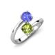 5 - Jianna 6.00 mm Cushion Peridot and Round Tanzanite 2 Stone Promise Ring 