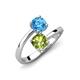 5 - Jianna 6.00 mm Cushion Peridot and Round Blue Topaz 2 Stone Promise Ring 