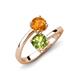 5 - Jianna 6.00 mm Cushion Peridot and Round Citrine 2 Stone Promise Ring 