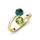 5 - Jianna 6.00 mm Cushion Peridot and Round London Blue Topaz 2 Stone Promise Ring 