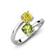5 - Jianna 6.00 mm Cushion Peridot and Round Yellow Diamond 2 Stone Promise Ring 